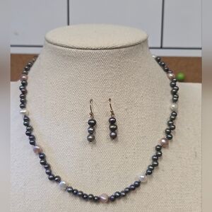 925 Pearl Necklace and Earring Set